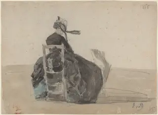 Seated Lady in Black, Trouville, by Eugène Louis Boudin