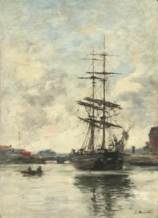 Ship on the Touques, by Eugène Louis Boudin