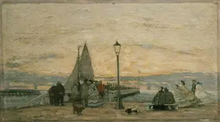 The Jetty at Trouville: Sunset, by Eugène Louis Boudin