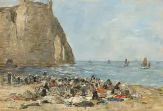 Washerwomen on the Beach of Etretat, by Eugène Louis Boudin