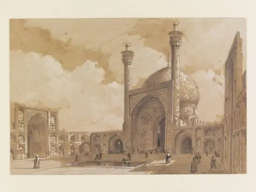 Ispahan - Cour intérieure de la grande Mosquée, by Eugène-Napoléon Flandin