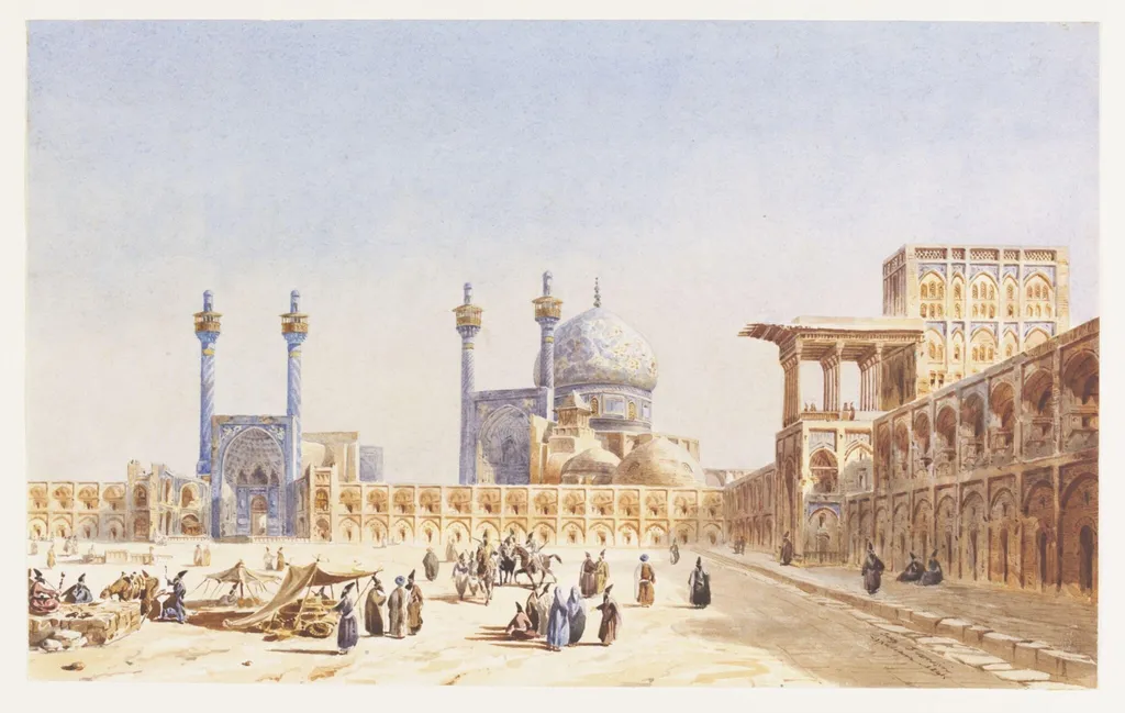 Meidan-i-Chah ou Place Royale, Ispahan, by Eugène-Napoléon Flandin, watercolor, 1841
