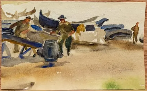 Pescari și bărci, by Eugenia Iftodi