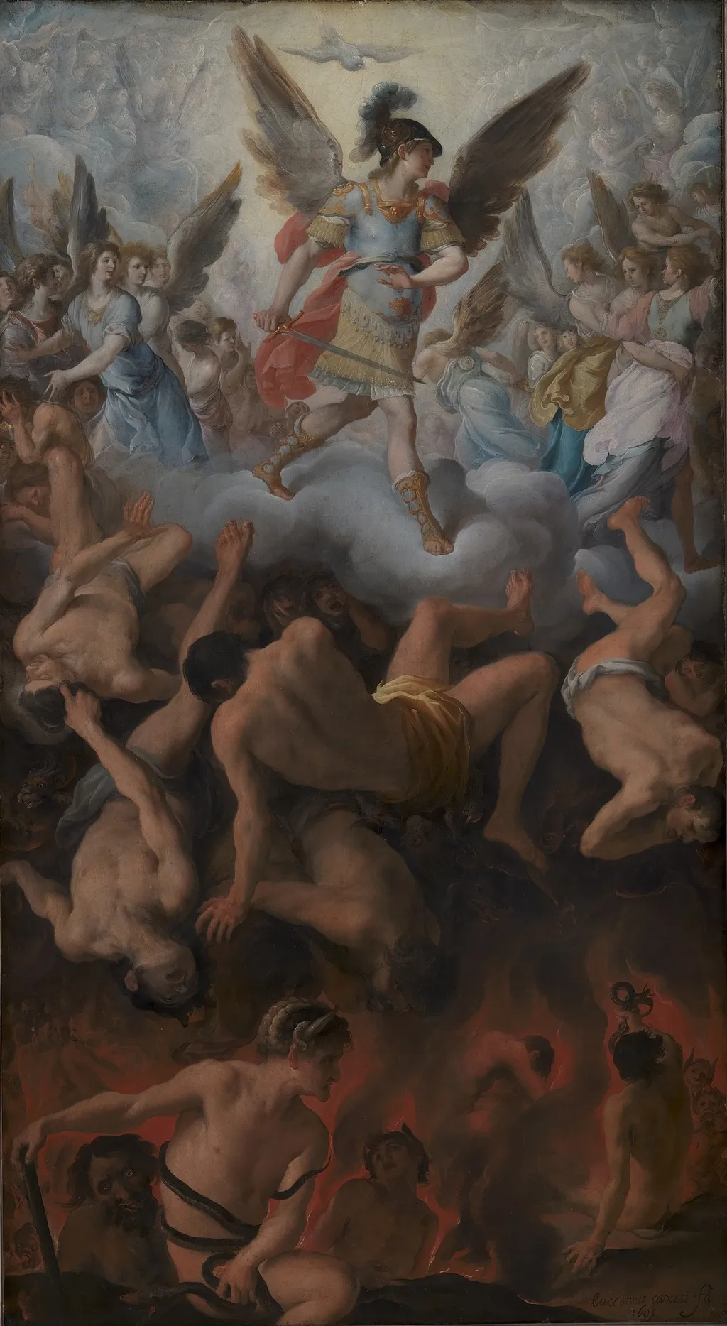 The Fall of the Angels, by Eugenio Caxés, oil, 1605