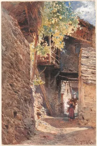 A Village Street in Northern Italy, by Eugenio Gignous