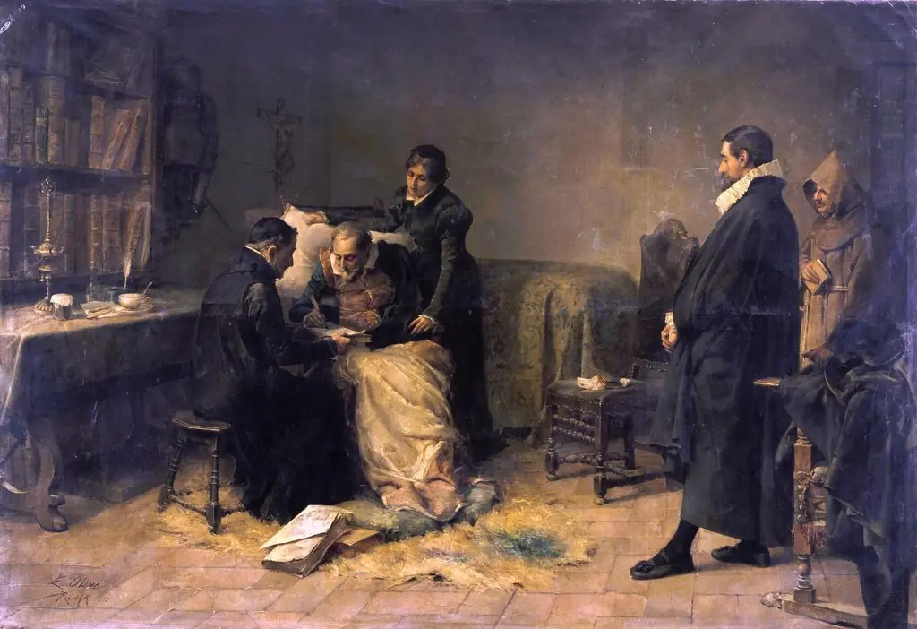 Cervantes en sus últimos días escribe la dedicatoria del Quijote al conde de Lemos, by Eugenio Oliva Rodrigo