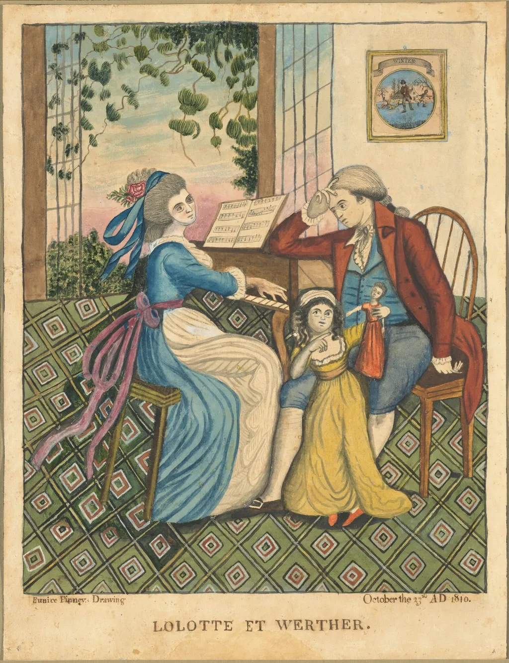 Lolotte and Werther, by Eunice Pinney, watercolor, 1810