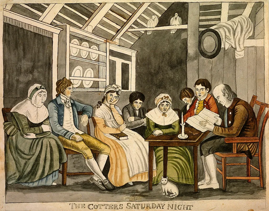The Cotters Saturday Night, by Eunice Pinney, ink, 1815