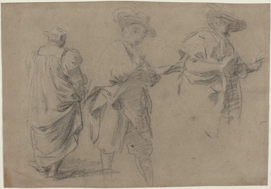 A Judge and Two Gentlemen Lawyers, by Eustache Le Sueur, chalk, 1636