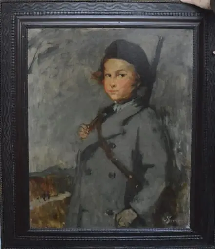 Portret (de) copil cu pușcă, by Eustațiu Stoenescu