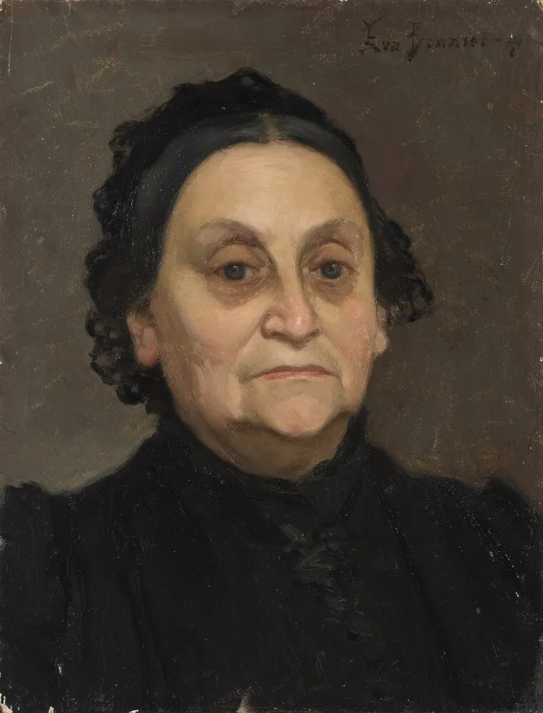 Fru Hilda Schönthal (1824-1892), förstudie till "Under kastanjen", by Eva Bonnier, oil, 1896