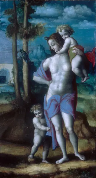 Eve with Cain and Abel, by Francesco Bacchiacca