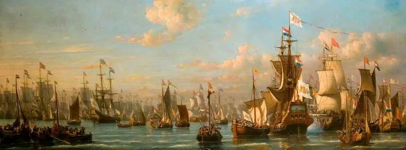 William III Reviewing the Dutch Fleet in 1691, by Everhardus Koster, oil, 1864