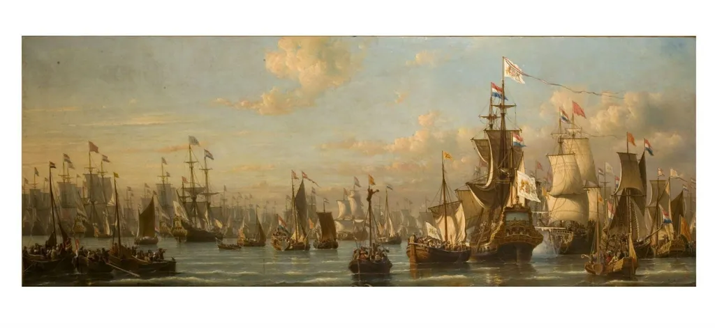 William III Reviewing the Dutch Fleet in 1691, by Everhardus Koster, oil, 1859