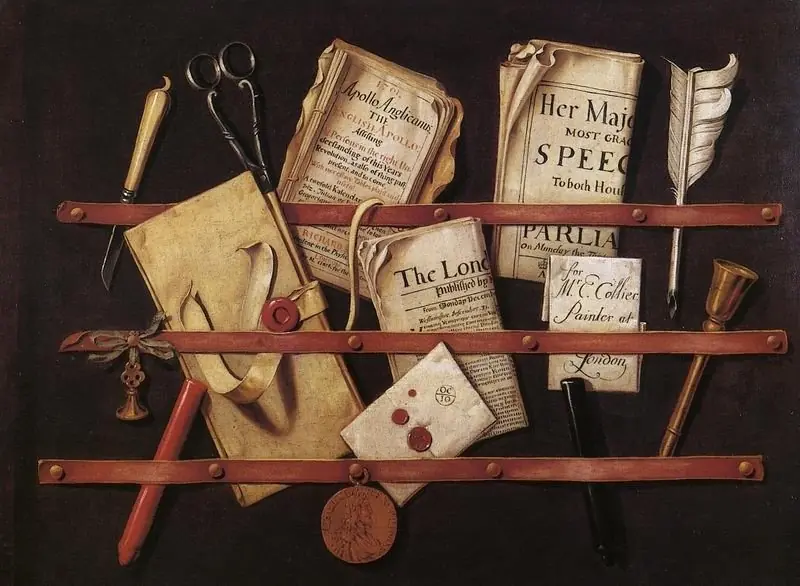 Trompe l'œil with Writing Materials, by Evert Collier, 1702