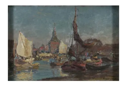 Dutch river scene, by Evert Moll