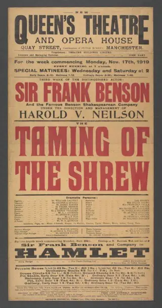 The Taming of the Shrew poster, by Exchange Printing Co., 1919