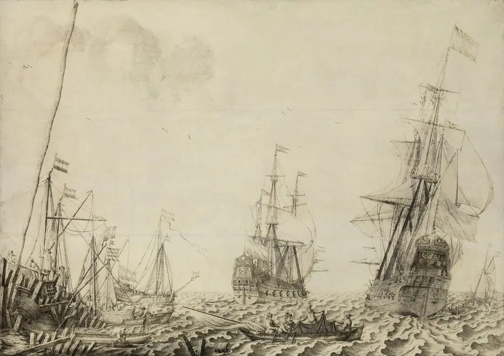 Ships near a Harbor, by Experiens Sillemans