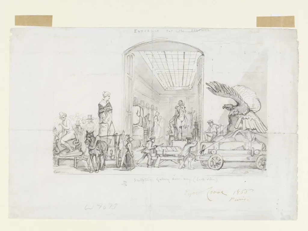 Sculpture Gallery door-way at the Exposition Universelle, Paris, by Eyre Crowe, 1855