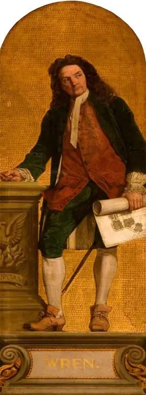 Sir Christopher Wren (1623–1723) (design for a mosaic in the Victoria and Albert Museum), by Eyre Crowe
