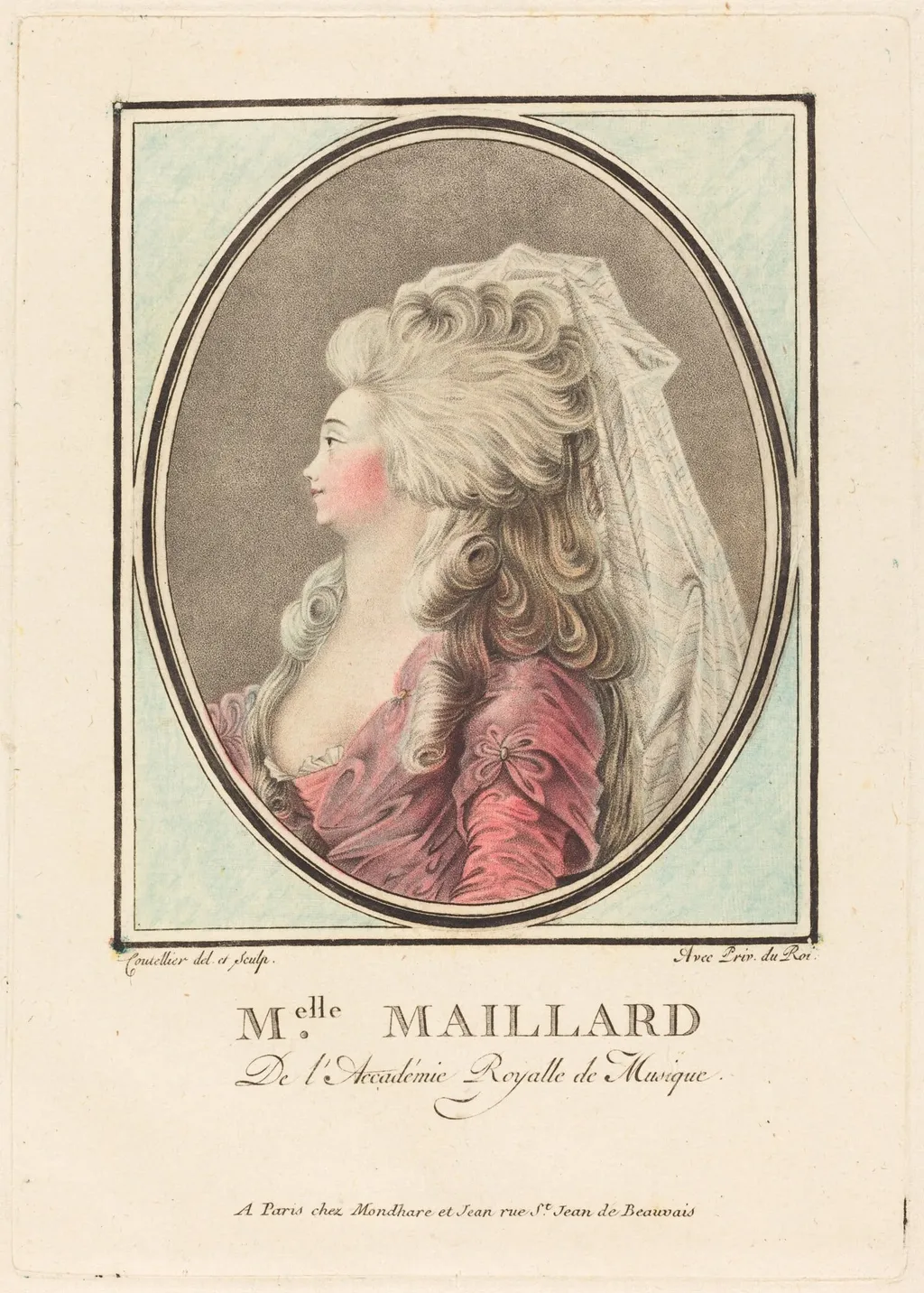 Mademoiselle Maillard, by F. Coutellier, ink, 1764
