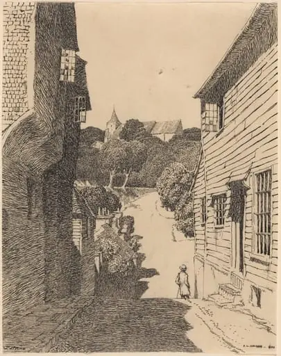 St. Anne's Church from Southover, by F. L. Griggs