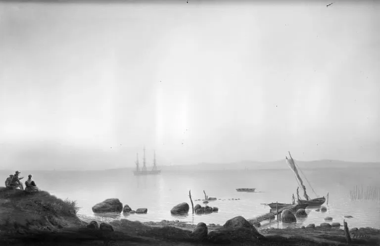 Nordlyset, natten fra den 16. til den 17. september 1838, set fra Hellebæks kyst, by F.M.E. Fabritius de Tengnagel, unspecified, 1839