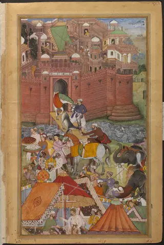 Akbar and Asaf Khan, by Nanha, paint, 1592