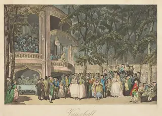 Vauxhall Gardens, by Thomas Rowlandson, ink, 1785