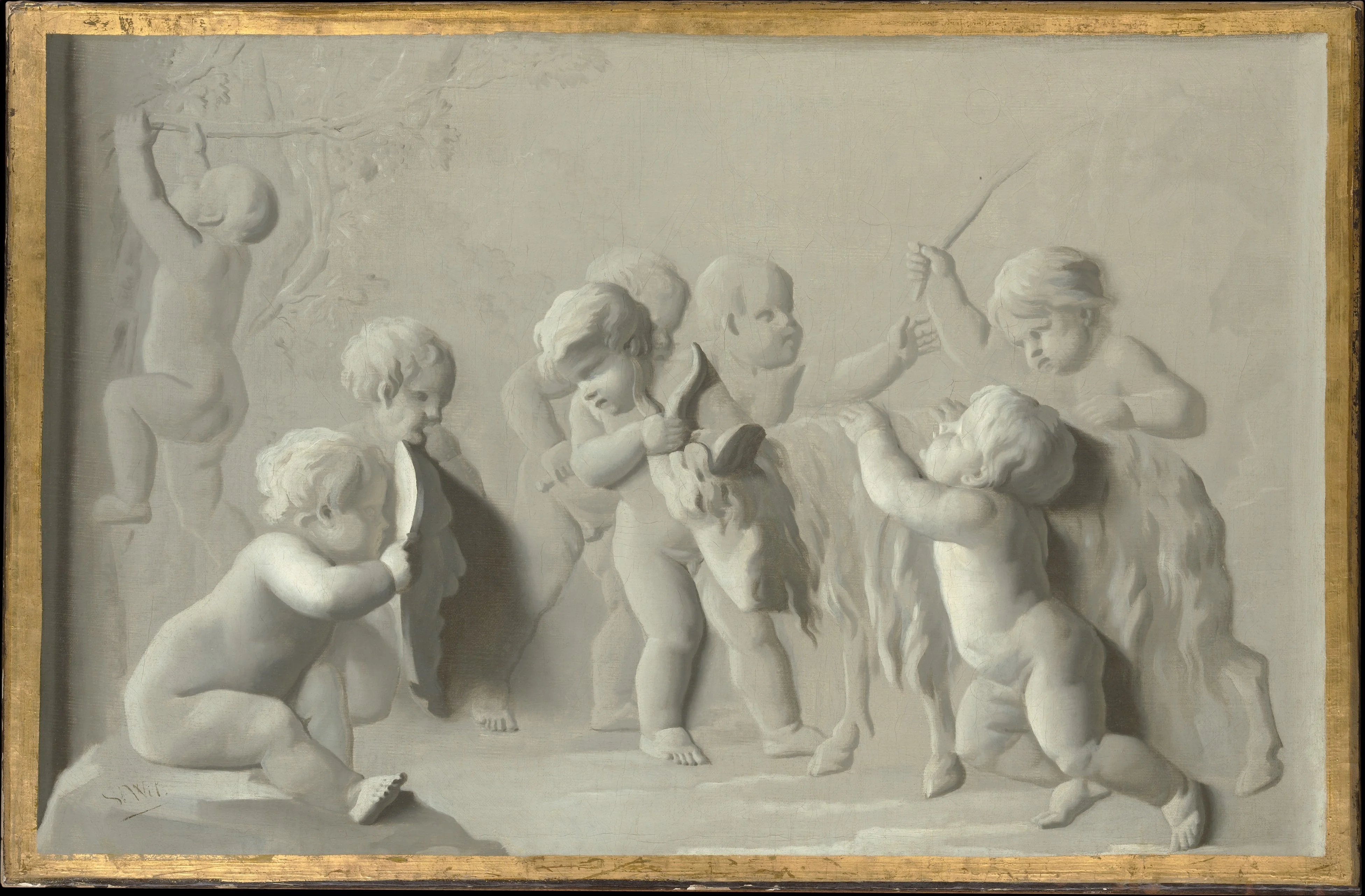 Children Playing with a Goat, detail