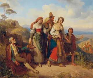 Roman pilgrims, by Johann Ender, oil, 1843