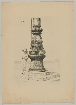 Column in Saint Mark’s Square, by Luca Beltrami, ink, 1877