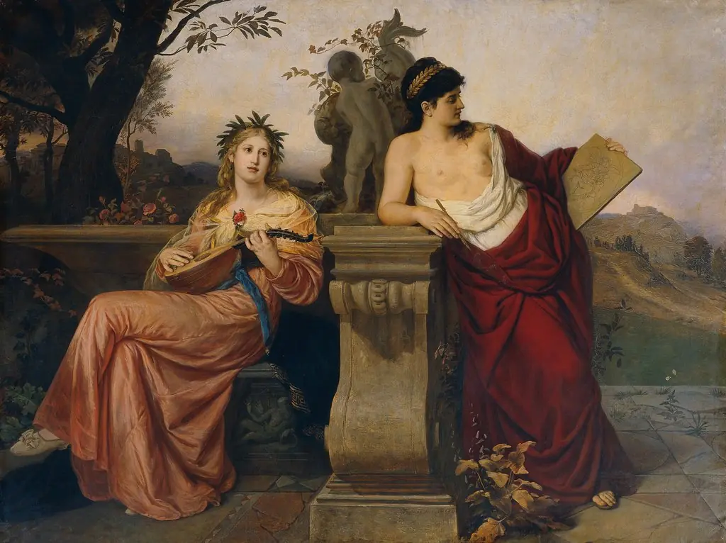 Allegorie auf Musik und Malerei, by Ludwig Mayer, oil, 1873