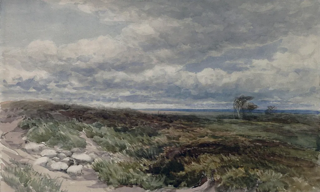 A Windy Moor, by Edmund Morison Wimperis, watercolor, 1855