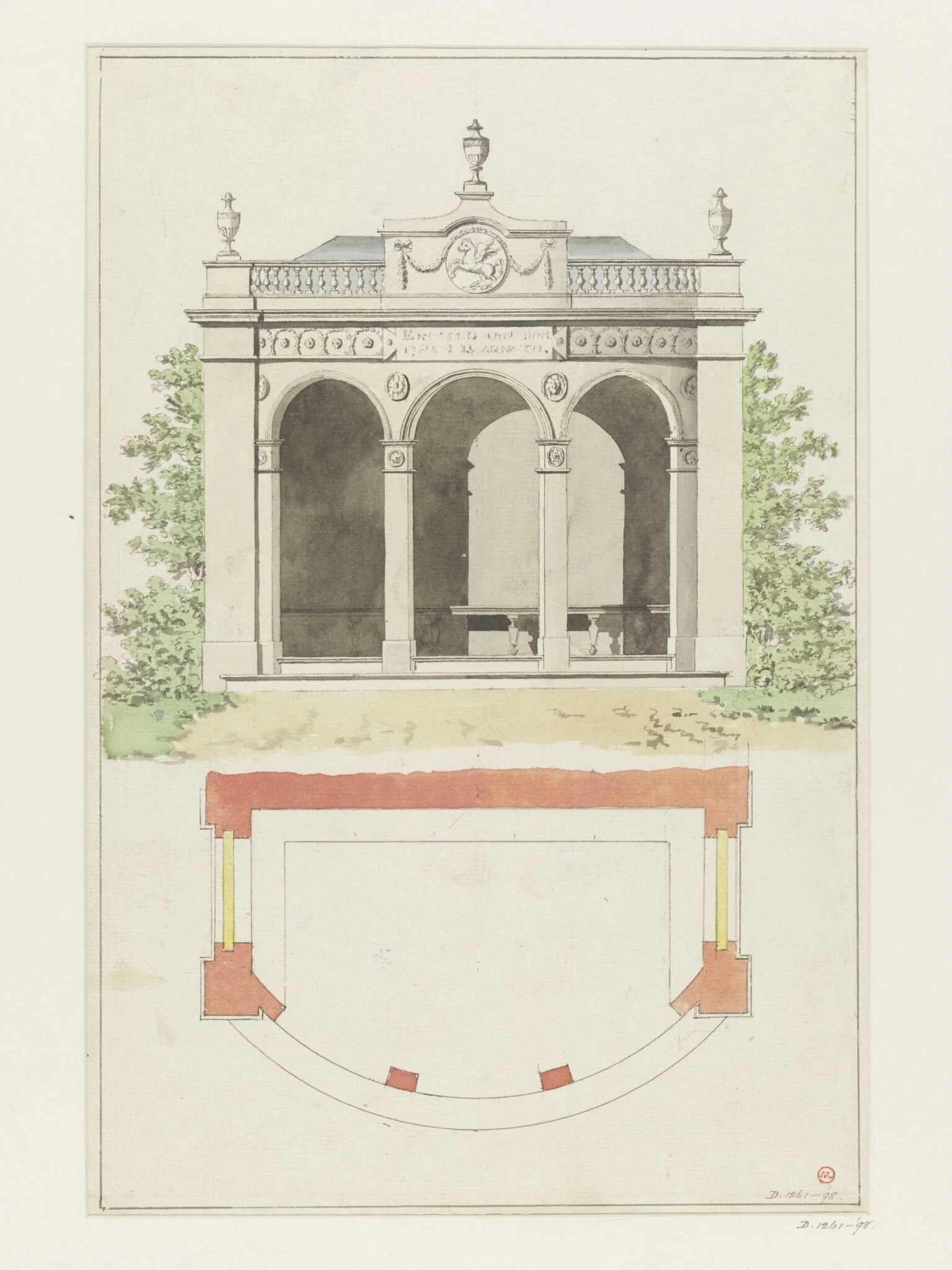 Drawing of a pavilion, detail