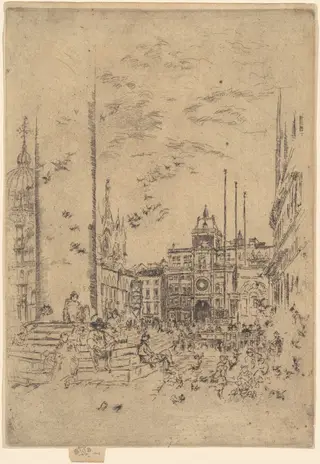 The Piazzetta, by James McNeill Whistler, ink, 1880
