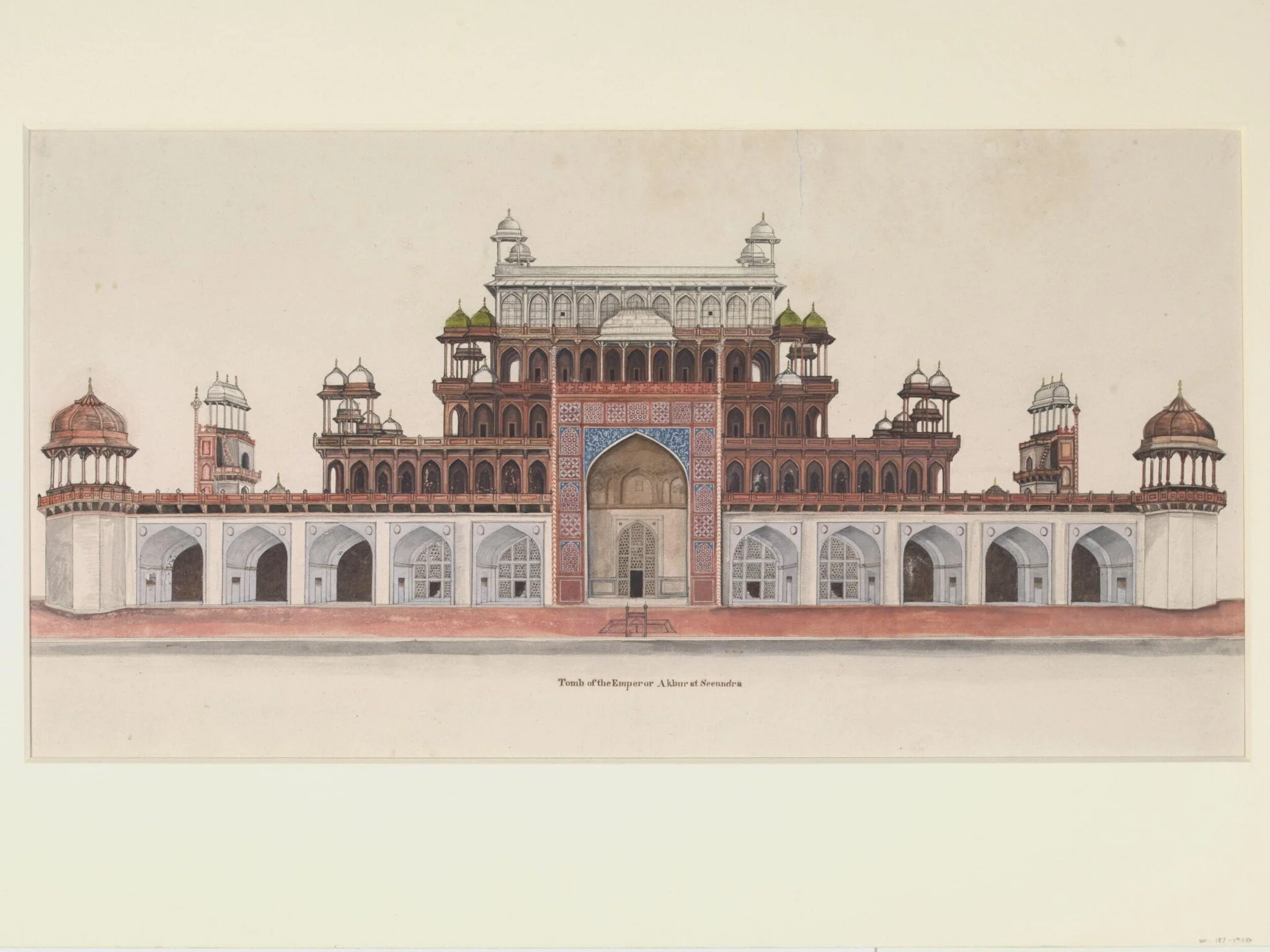 Elevation of the front of the mausoleum of the Emperor Akbar at Sikandra near Agra, detail