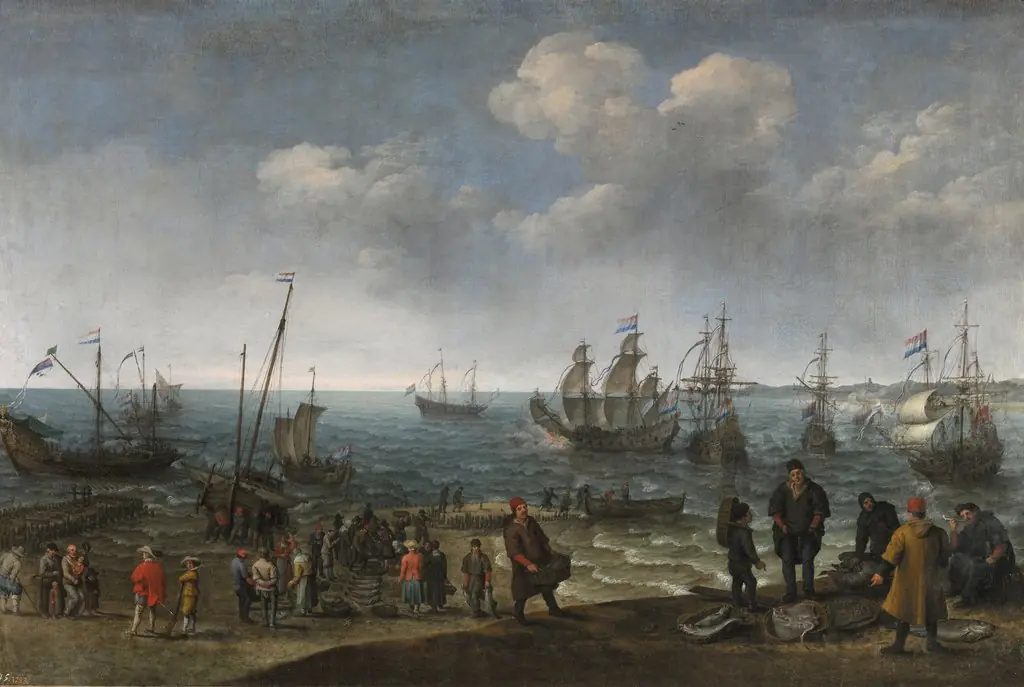 Beach with Fishermen, by Adam Willaerts, oil, 1627
