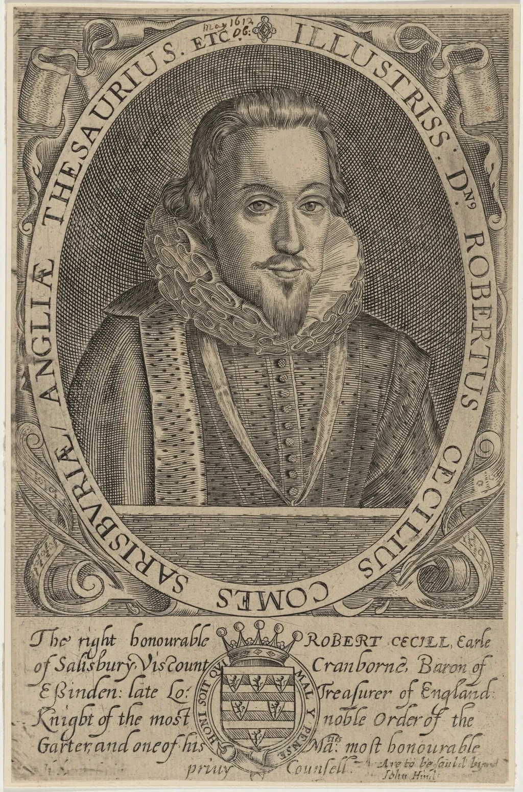Robert Cecil, First Earl of Salisbury, by H. Stock, ink, 1625