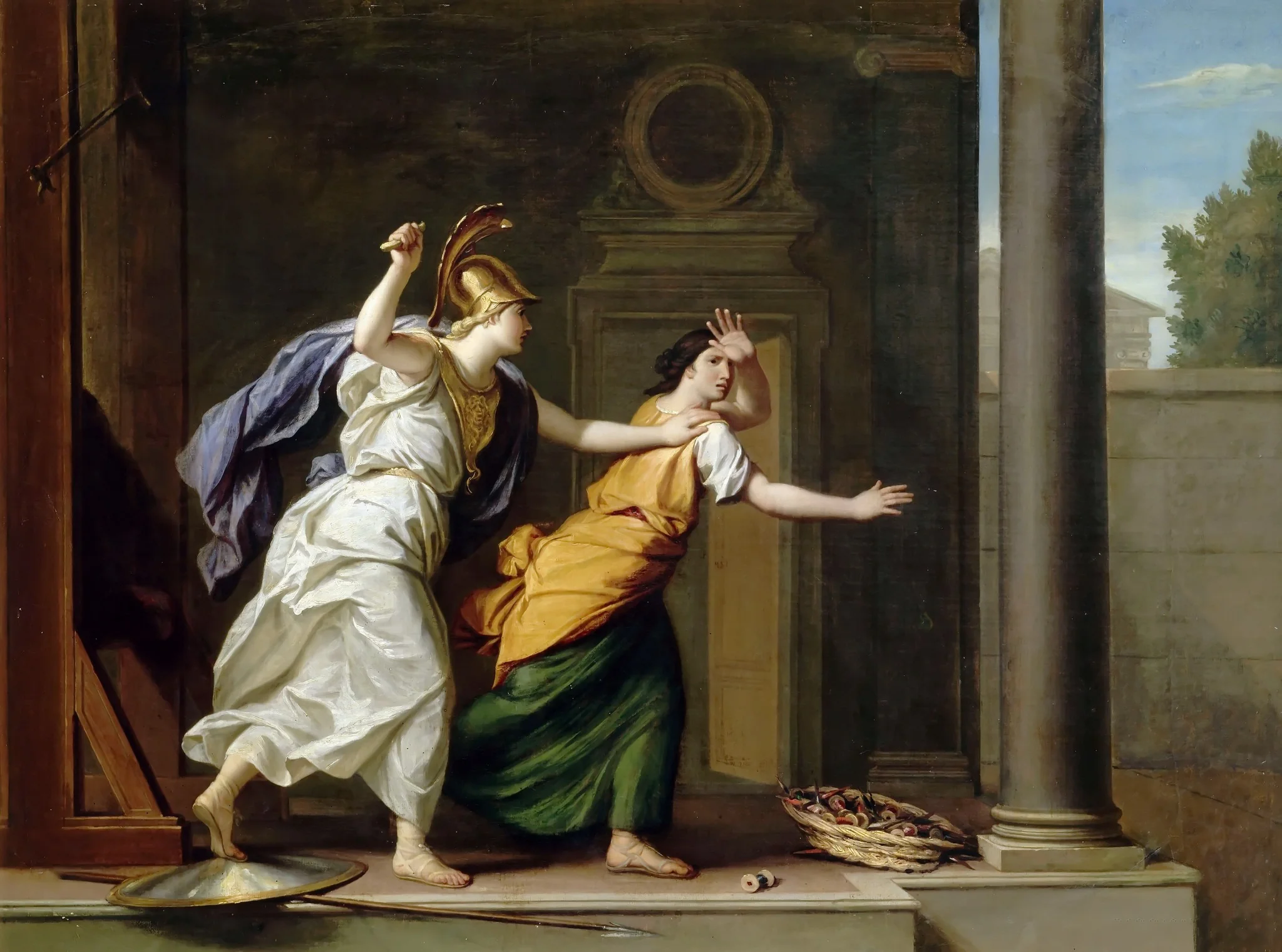 Minerva and Arachne, detail