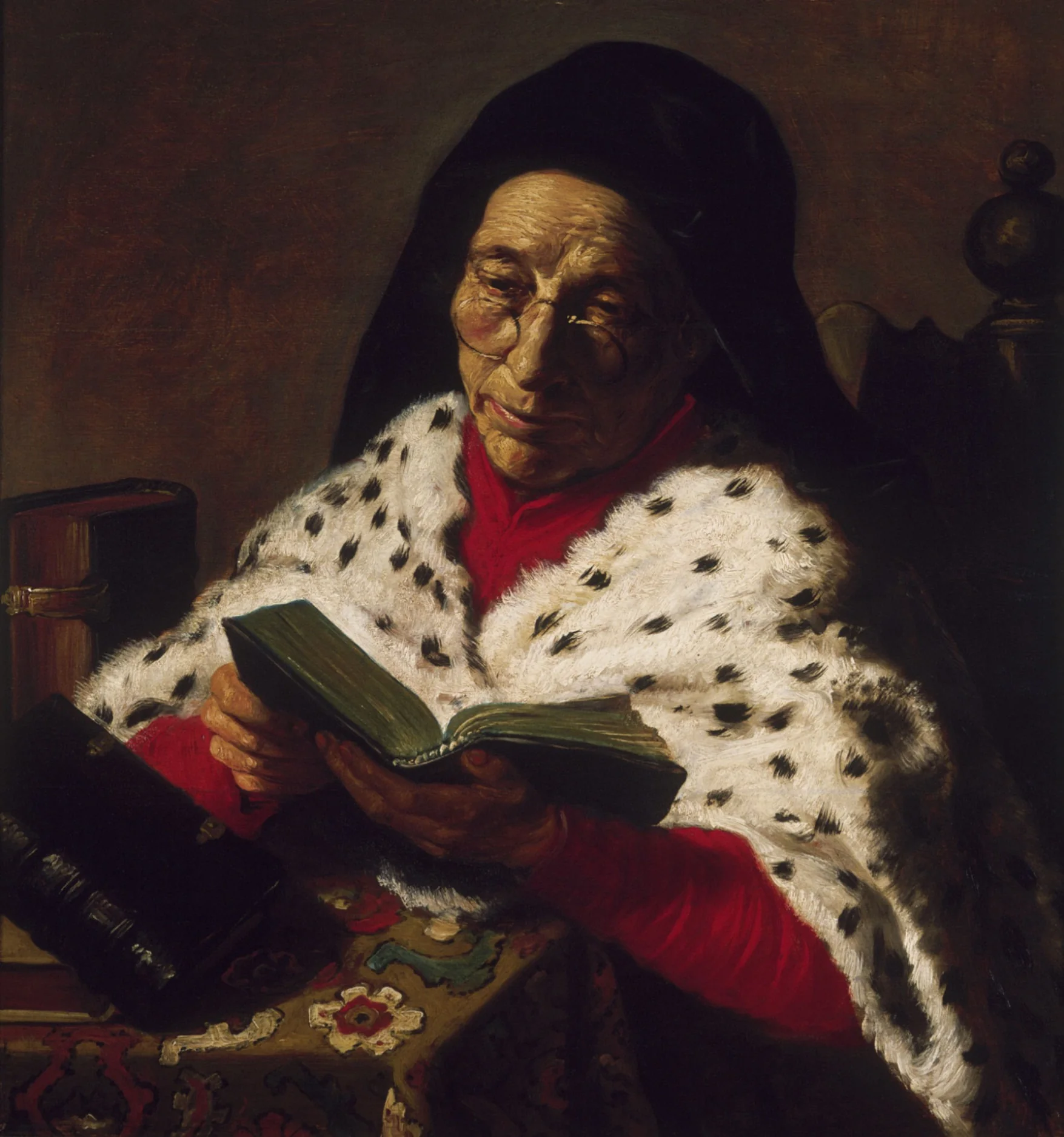 Old Woman Reading, detail