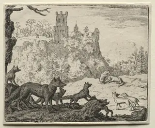 Reynard the Fox:  Reynard and the Badger Depart for Court, by Allart van Everdingen, 1662