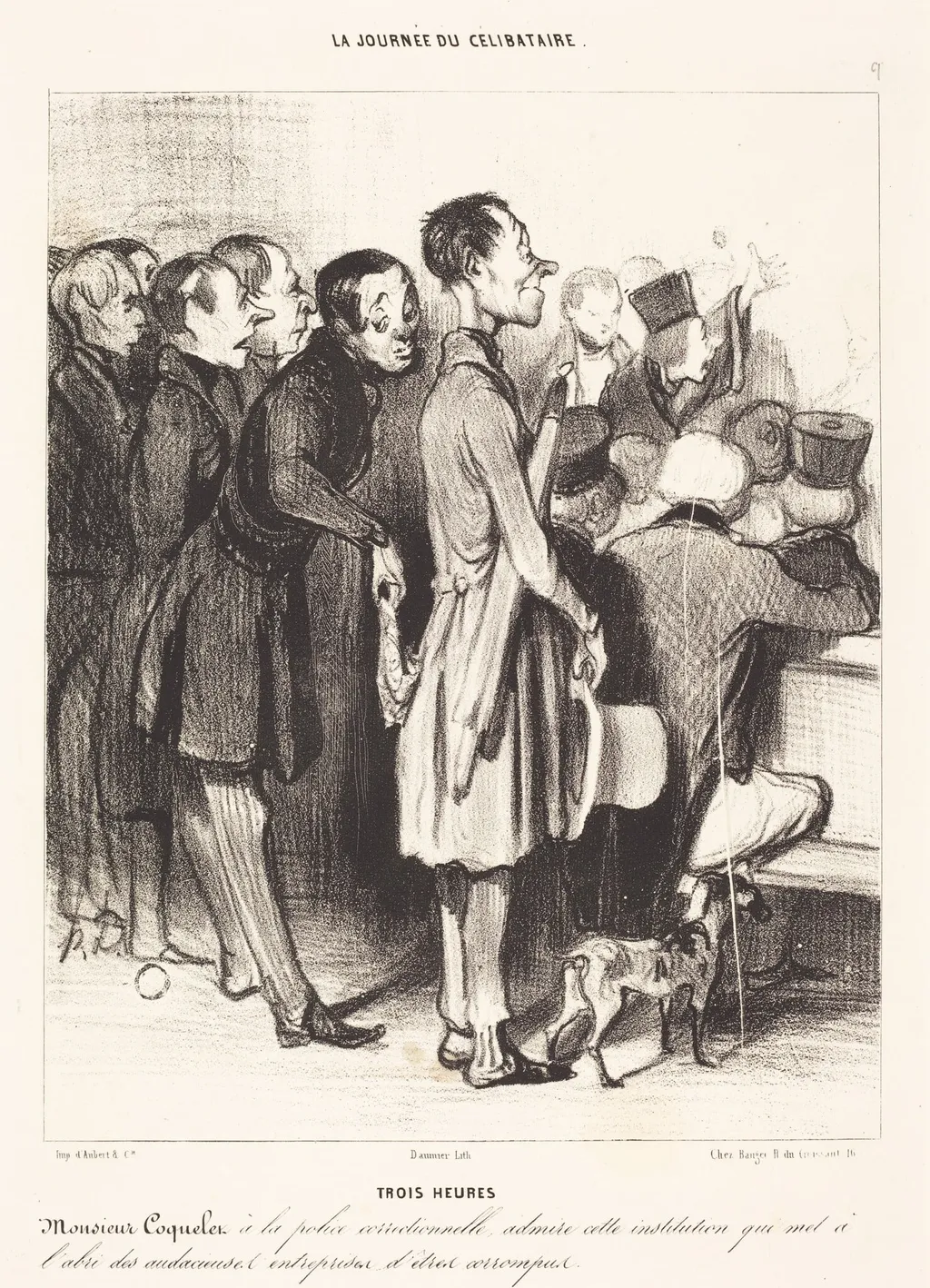 Trois heures, by Honoré Daumier, crayon, 1839