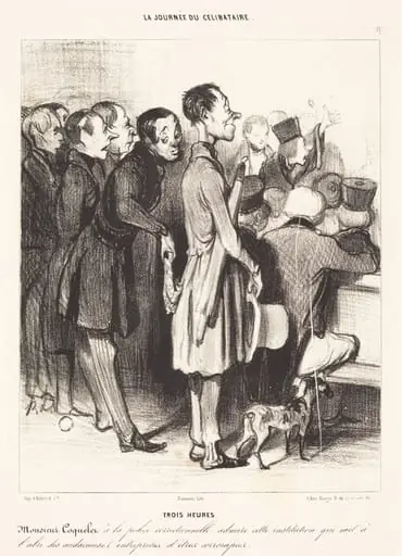 Trois heures, by Honoré Daumier, crayon, 1839