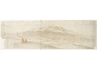 Panoramic View of Jaén, with the Figure of a Man Sketching in the Foreground, by Anton van den Wyngaerde, 1567