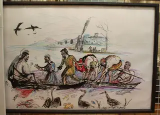 Drawing after Raphael's 'Miraculous Draught of Fishes', by Chris Orr, 8