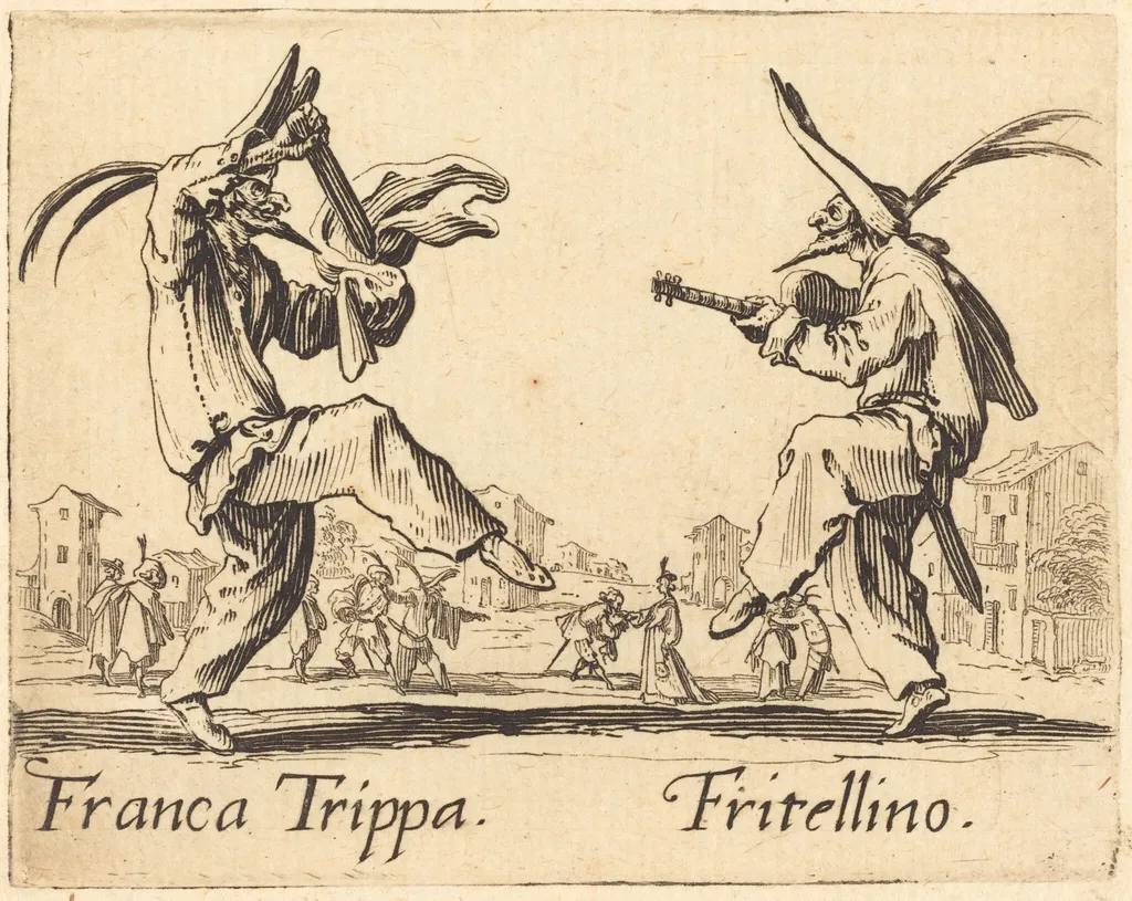 Franca Trippa and Fritellino, by Jacques Callot, ink, 1622