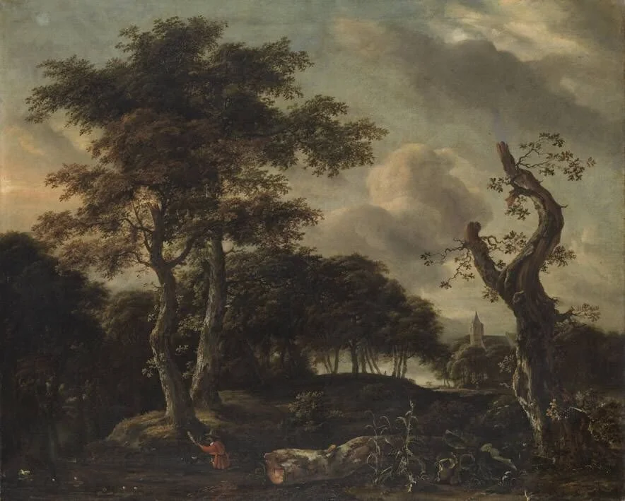 Baumlandschaft mit Entenjagd, detail
