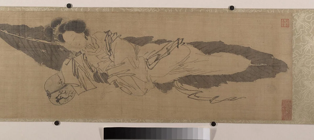 明 佚名 唐寅(僞款) 蕉葉仕女圖 卷|Beauty Sleeping on a Banana Leaf, detail