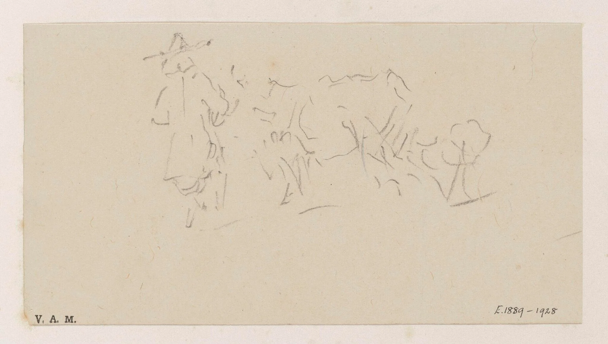 A cowherd and cow, detail